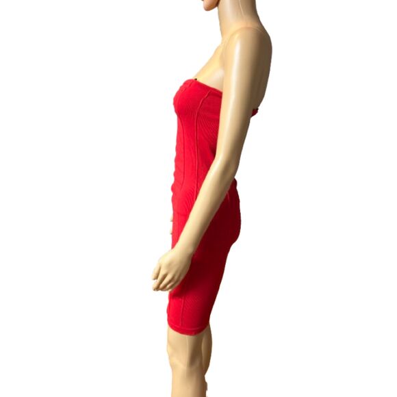 Free People Intimately Ruched Bodycon Dress size M/L Red E72 - Picture 5 of 12